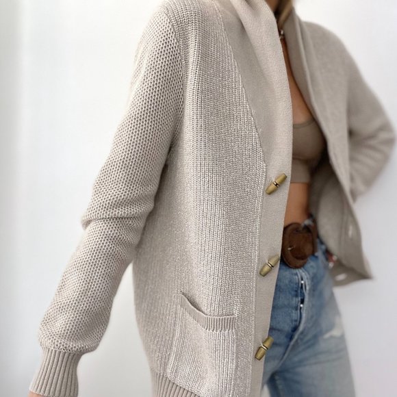 Vintage Sweaters - Vintage Slouchy Chunky Knit Cardigan Sweater